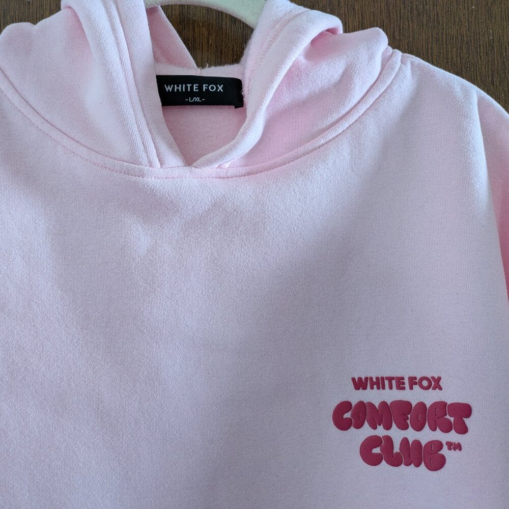 White Fox Pink Hoodie "Comfort Club"